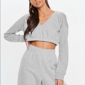 Missguided | Grey Crop Hoodie
